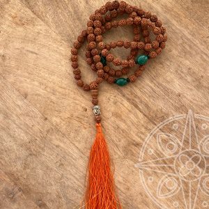 Japamala Nepalí Naranja Buda para sabiduría, felicidad y transformación