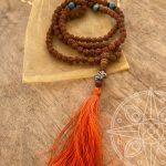 Japamala Nepalí Naranja Buda para sabiduría, felicidad y transformación